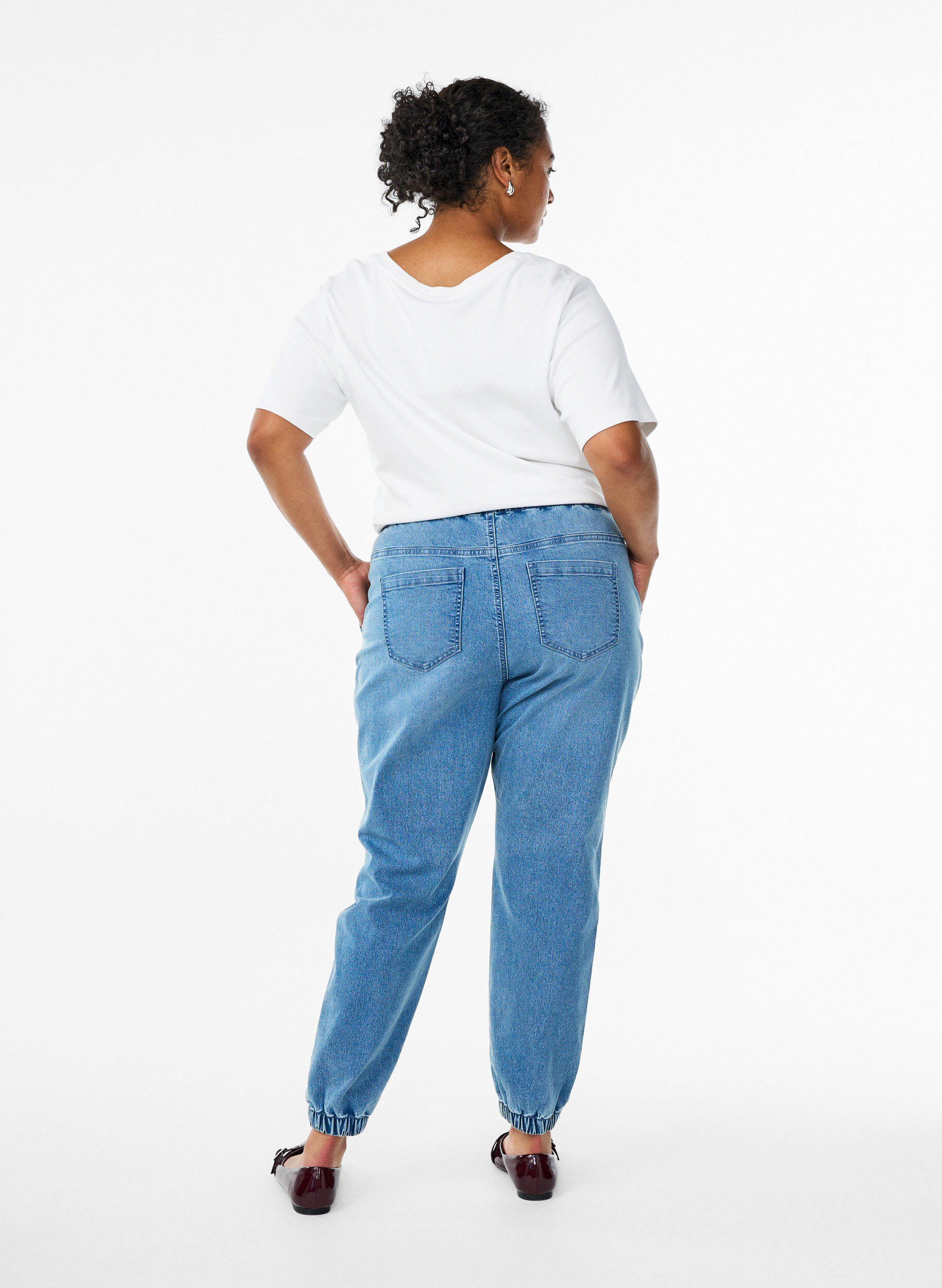 ZizzifashionDenim joggers with pockets, Light Blue, Model image number 2