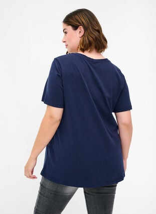 Basic t-shirt with v-neck, Night Sky, Model image number 1