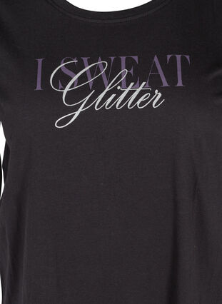 Sports t-shirt with print, Black Glitter, Packshot image number 2
