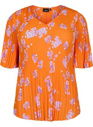 Pleated blouse in flower print, Exuberance Flower, Packshot image number 0