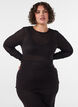 Blouse with eyelet pattern and long sleeves, Black, Model image number 0