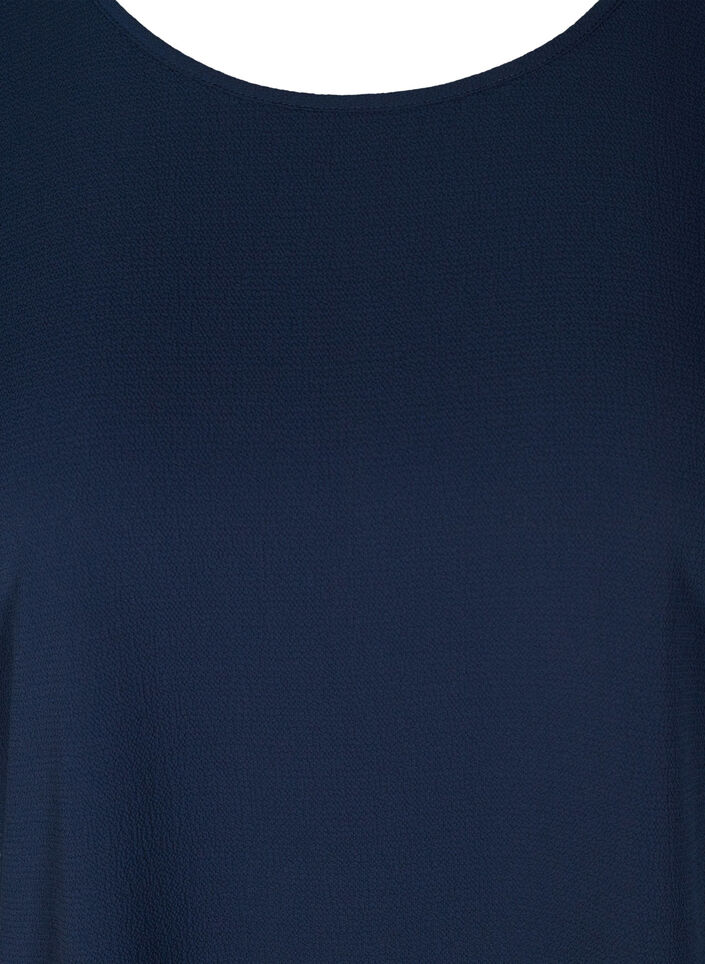 Blouse with short sleeves and a round neckline, Blue, Packshot image number 2