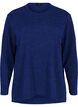 Melange blouse with round neck and long sleeves, Sodalite Blue, Packshot image number 0