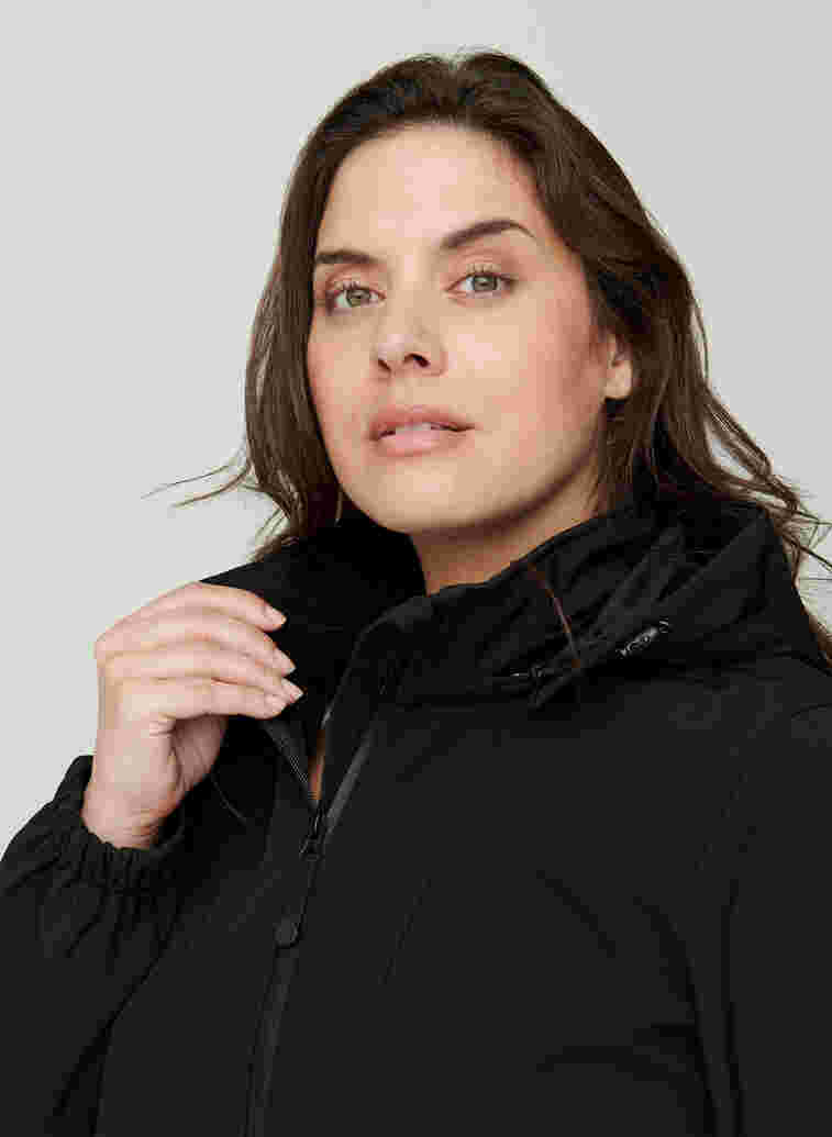 Hooded softshell jacket, Black solid, Model image number 4