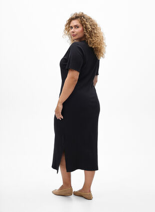 Maxi dress in jersey with short sleeves - Black - Sz. 40-64 - Zizzifashion Maxi dress in jersey with short sleeves - Black - Sz. 40-64 - Zizzifashion