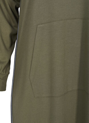 Hooded sweat dress with zip, Dusty Olive, Packshot image number 3