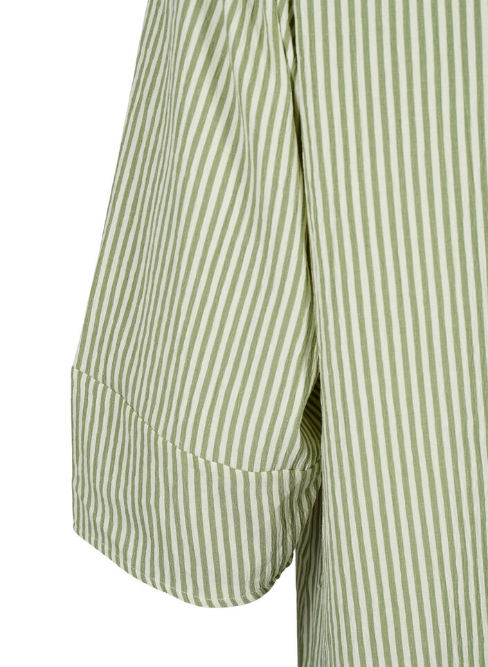 Striped dress with 3/4 sleeves, Green Stripe, Packshot image number 3