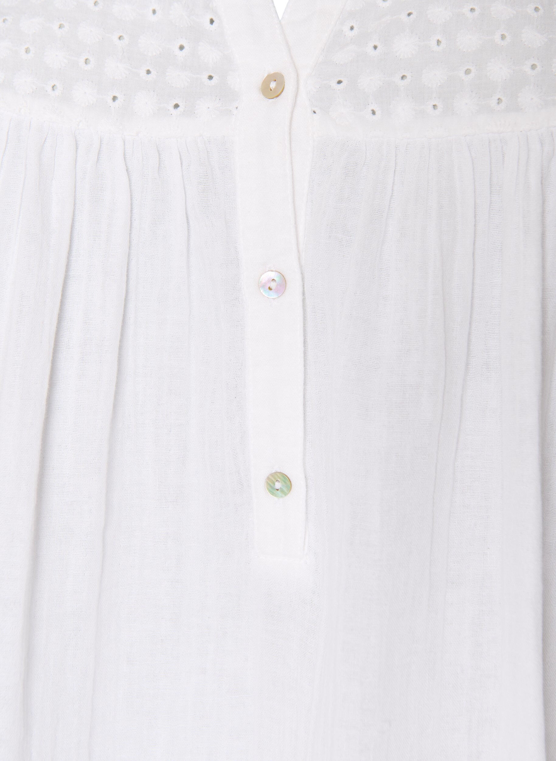 ZizzifashionBlouse in cotton muslin with broderie anglaise, White, Packshot image number 2