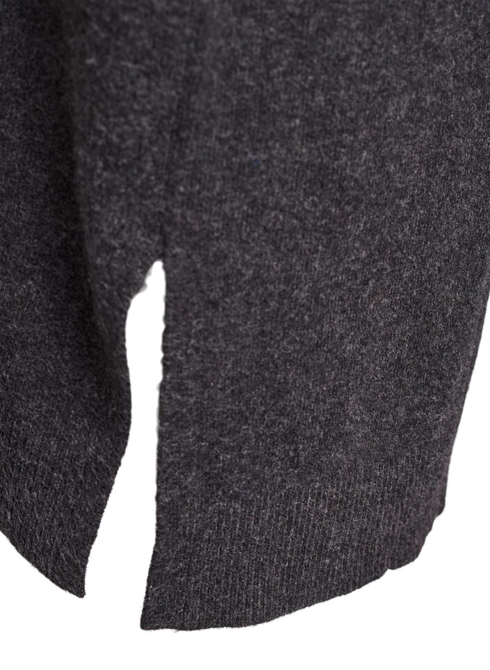 Long knit cardigan with pockets, Dark Grey, Packshot image number 4