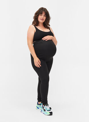 Maternity leggings in a cotton blend, Black, Model image number 0