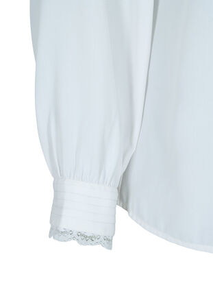 Long-sleeved blouse with v-neck, Bright White, Packshot image number 3