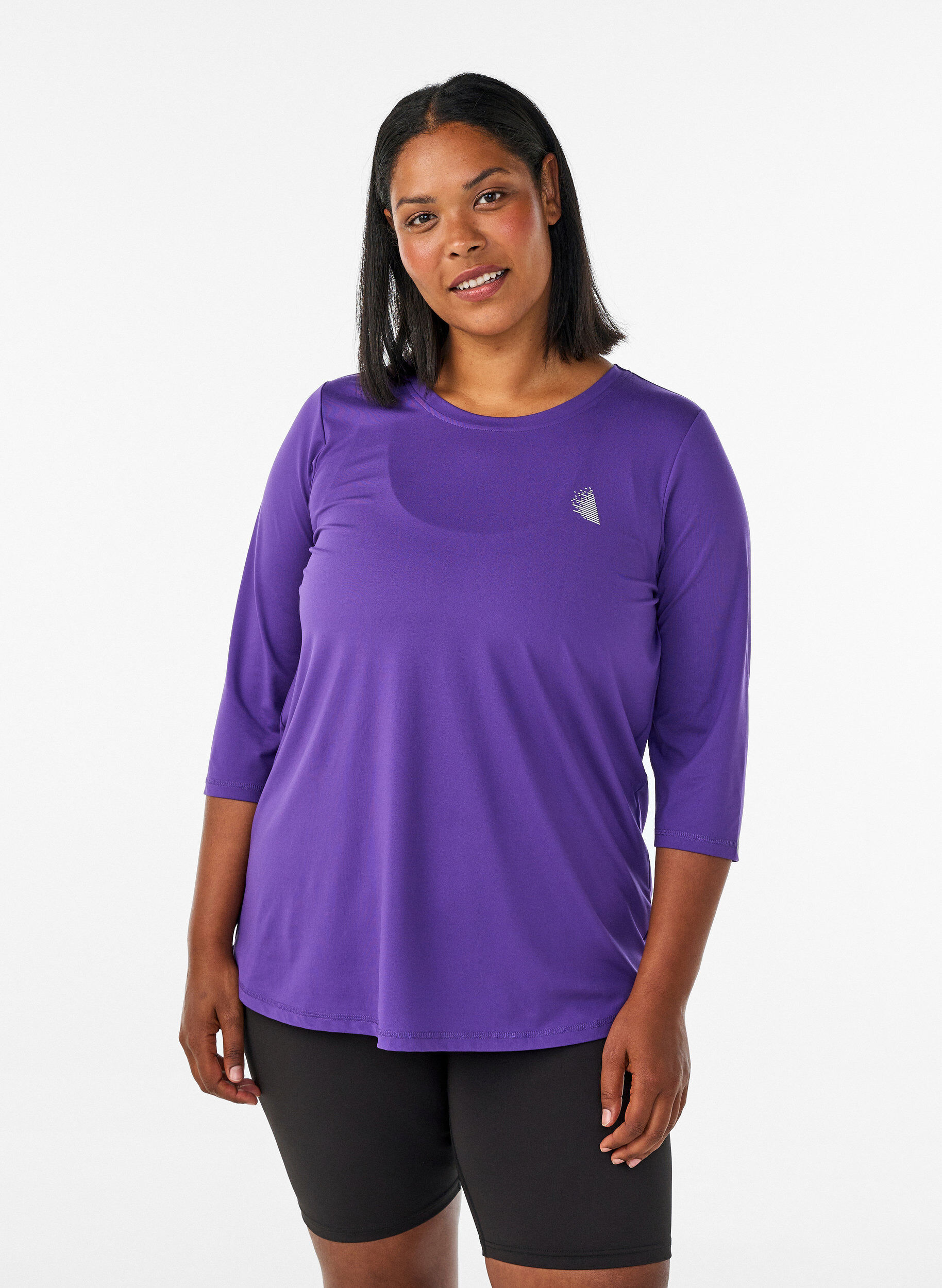Sports top with 3/4 sleeves, Purple, Model