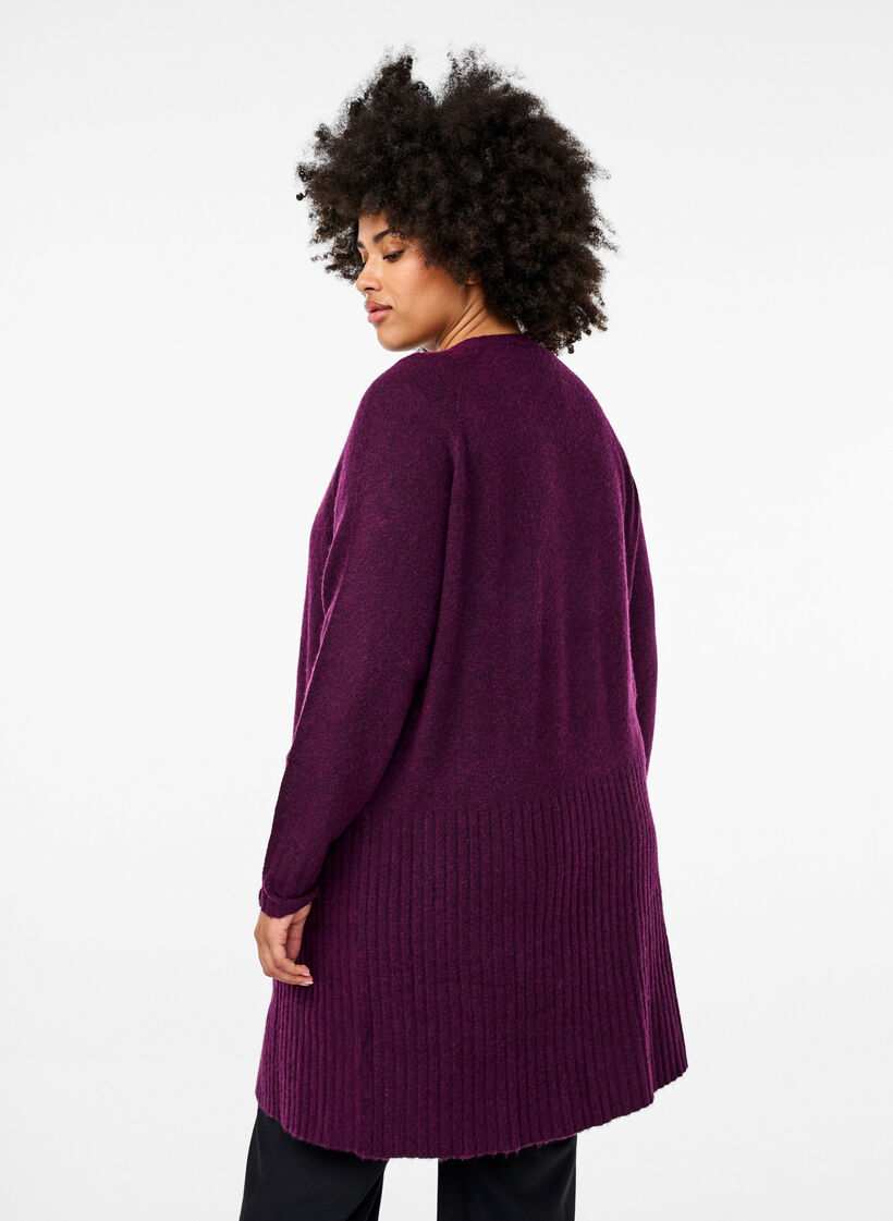 Long cardigan with pockets, Potent Purple Mel., Model image number 1