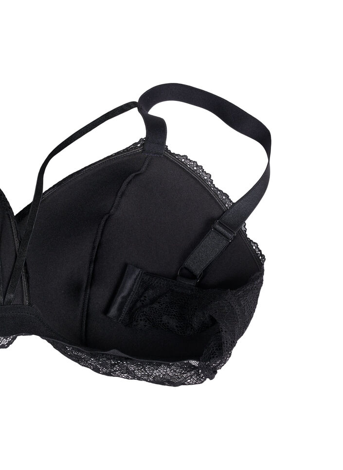 Lace bra with string details, Black, Packshot image number 3
