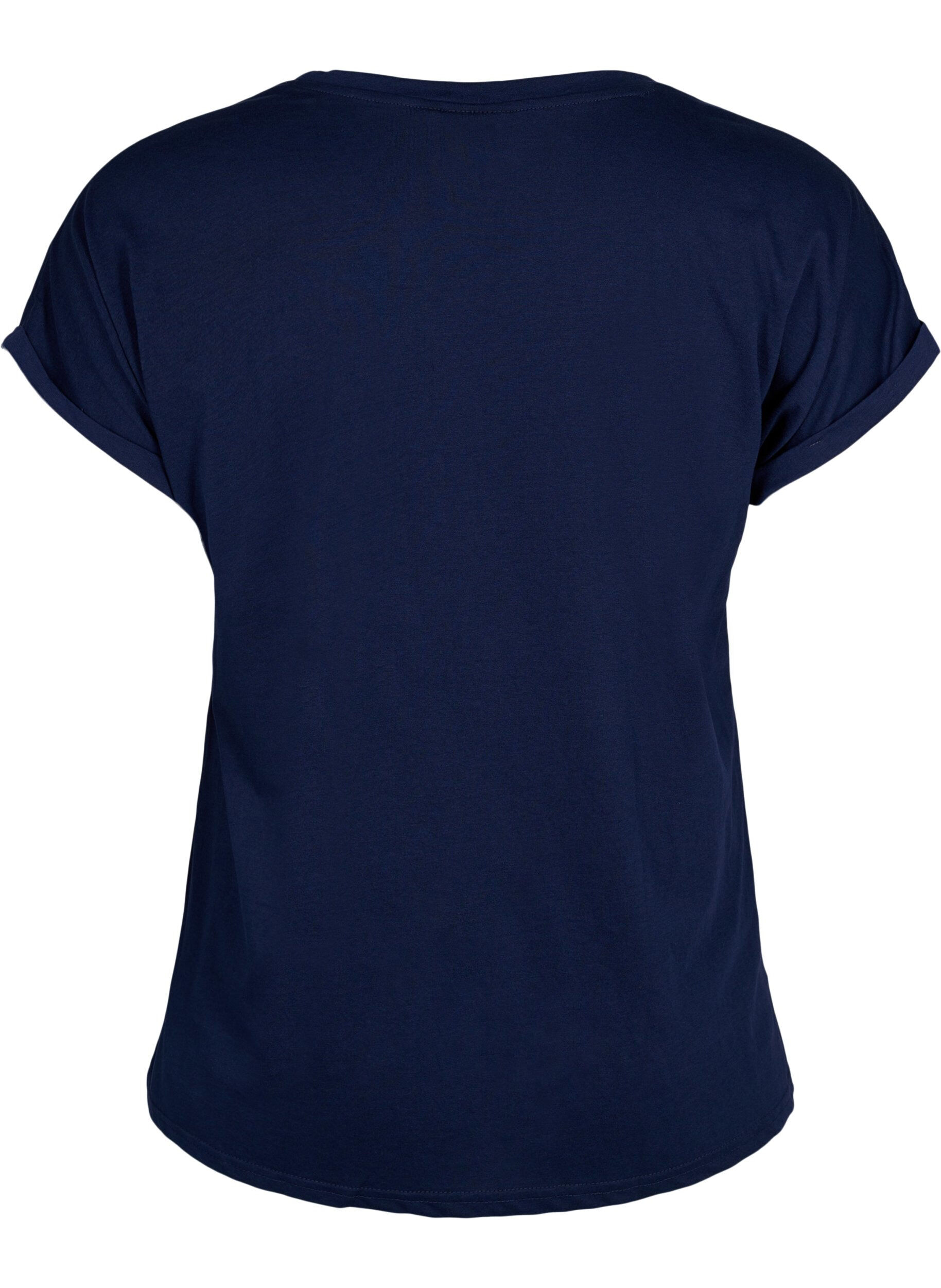 ZizzifashionShort sleeved cotton blend t-shirt, Blue, Packshot image number 1