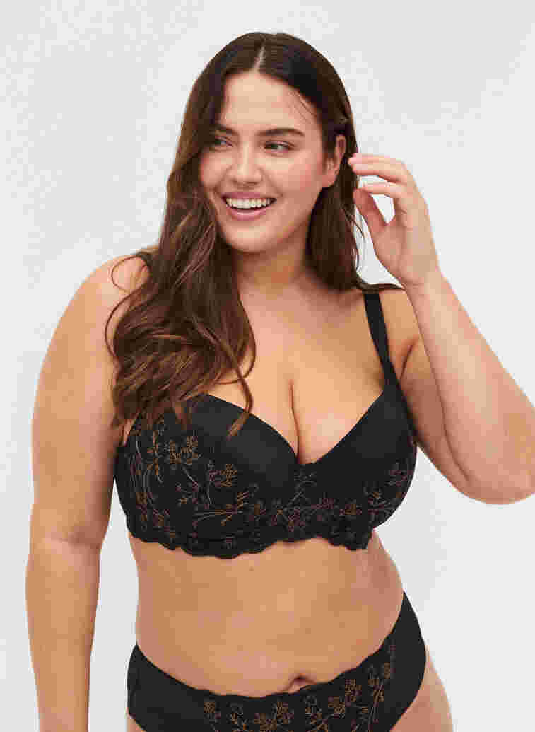 Sophia underwire bra with lace and push-up, Black, Model