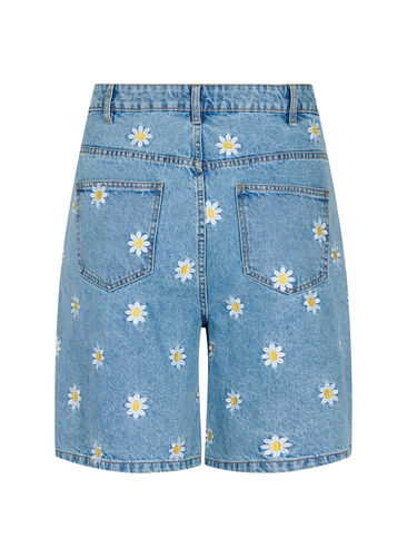 High waisted Mille shorts with embroidered flowers, Light Blue Flower, Packshot image number 1