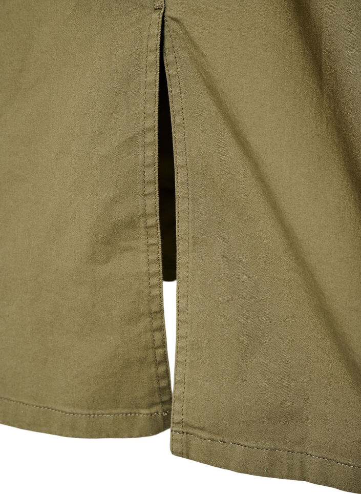 Cotton cargo skirt with a back slit, Green, Packshot image number 4