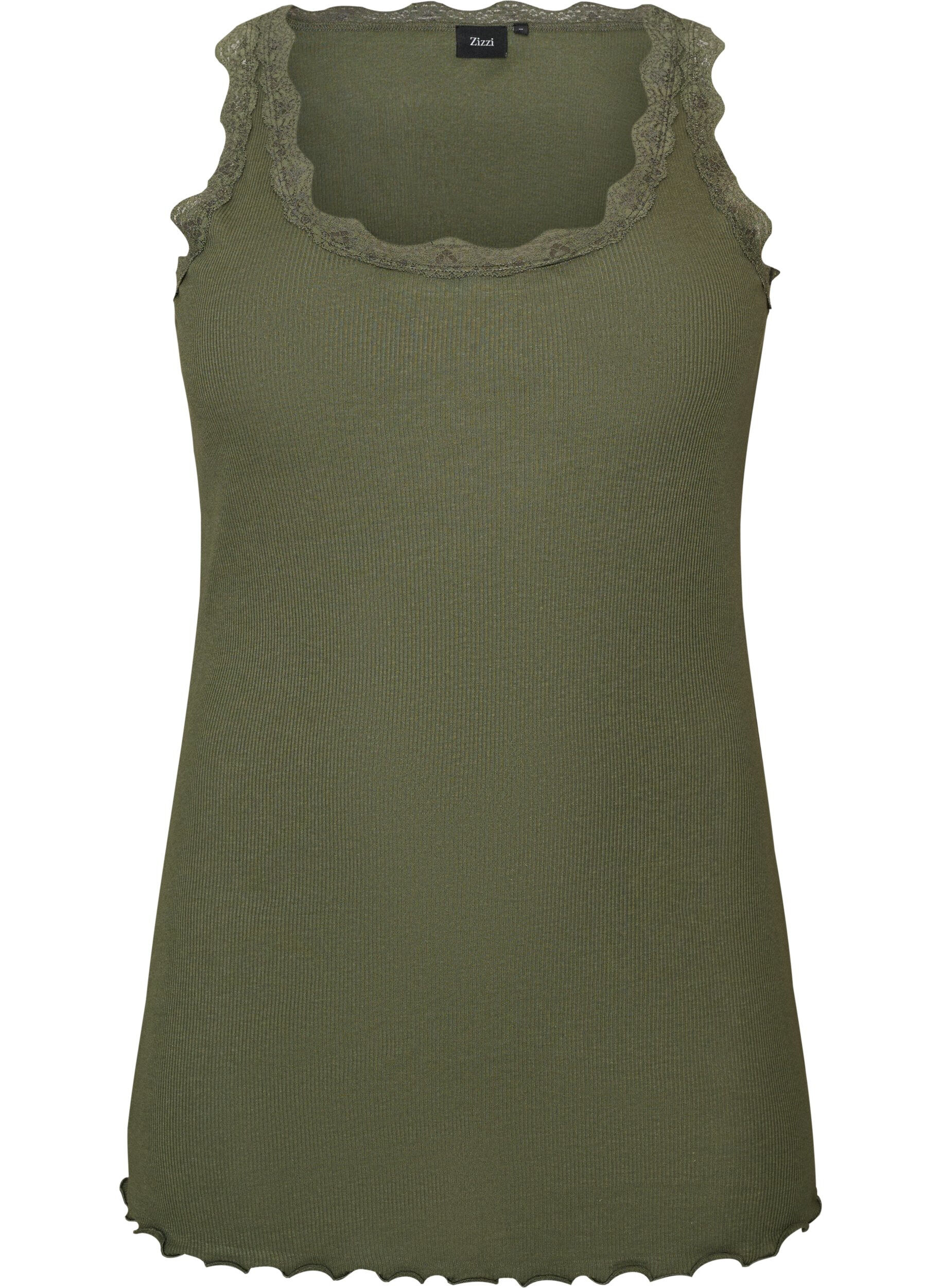 ZizzifashionTop with lace trim, Green, Packshot image number 0