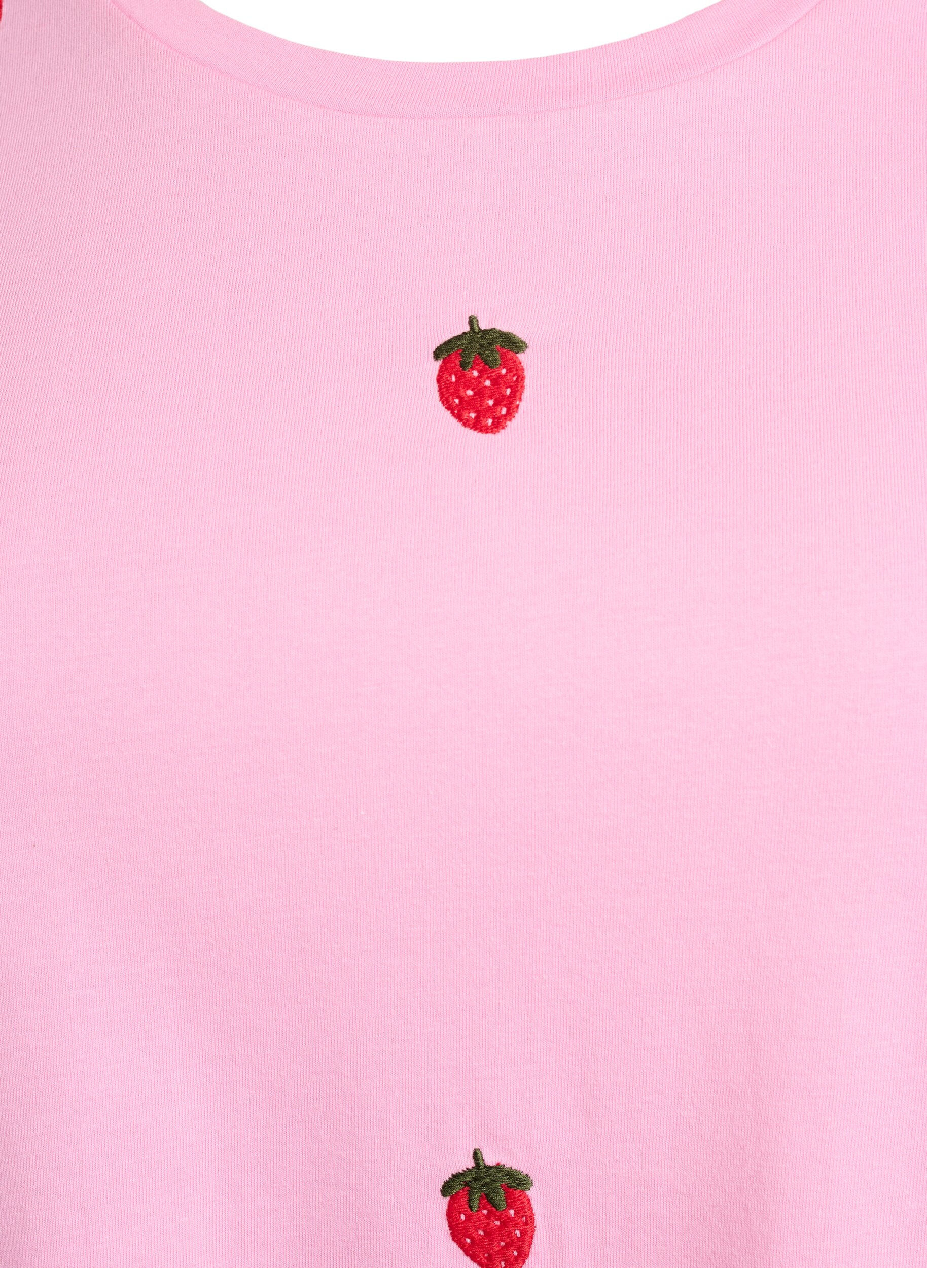 Zizzifashion T-shirt in organic cotton with embroidered motifs, Pink, Packshot image number 2