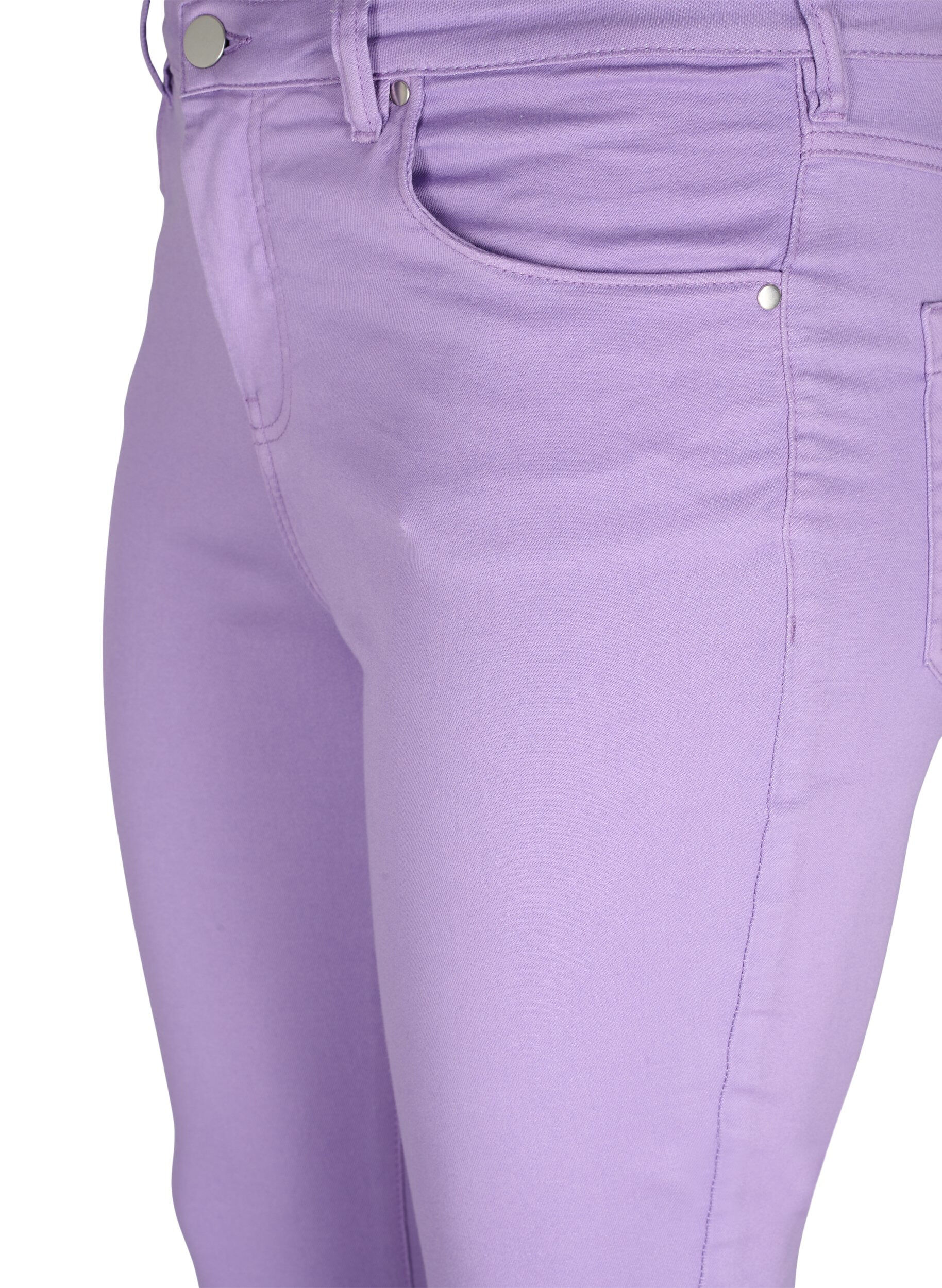 Zizzifashion High waisted Amy jeans with super slim fit, Chalk Violet, Packshot image number 2