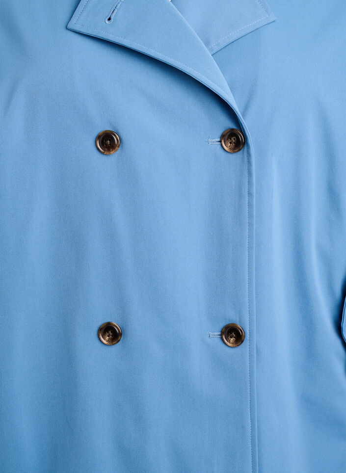 Short trench coat with pockets, Blue, Packshot image number 2