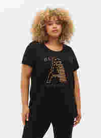 Sports t-shirt with print, Black w. Bad Ass, Model