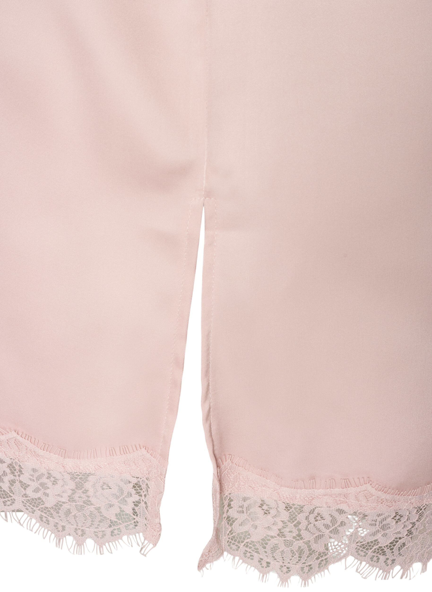 ZizzifashionLong satin top with lace edges, Red, Packshot image number 3