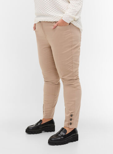 Cropped Amy jeans with buttons, Oxford Tan, Model image number 1
