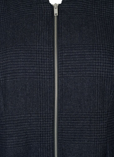Checkered coat with wool, Dark Grey Melange, Packshot image number 2
