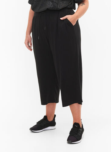 Cropped culotte loungewear, Black, Model image number 0