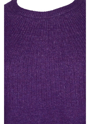 Melange knitted jumper with rib and balloon sleeves, Ultra Violet Mel., Packshot image number 2