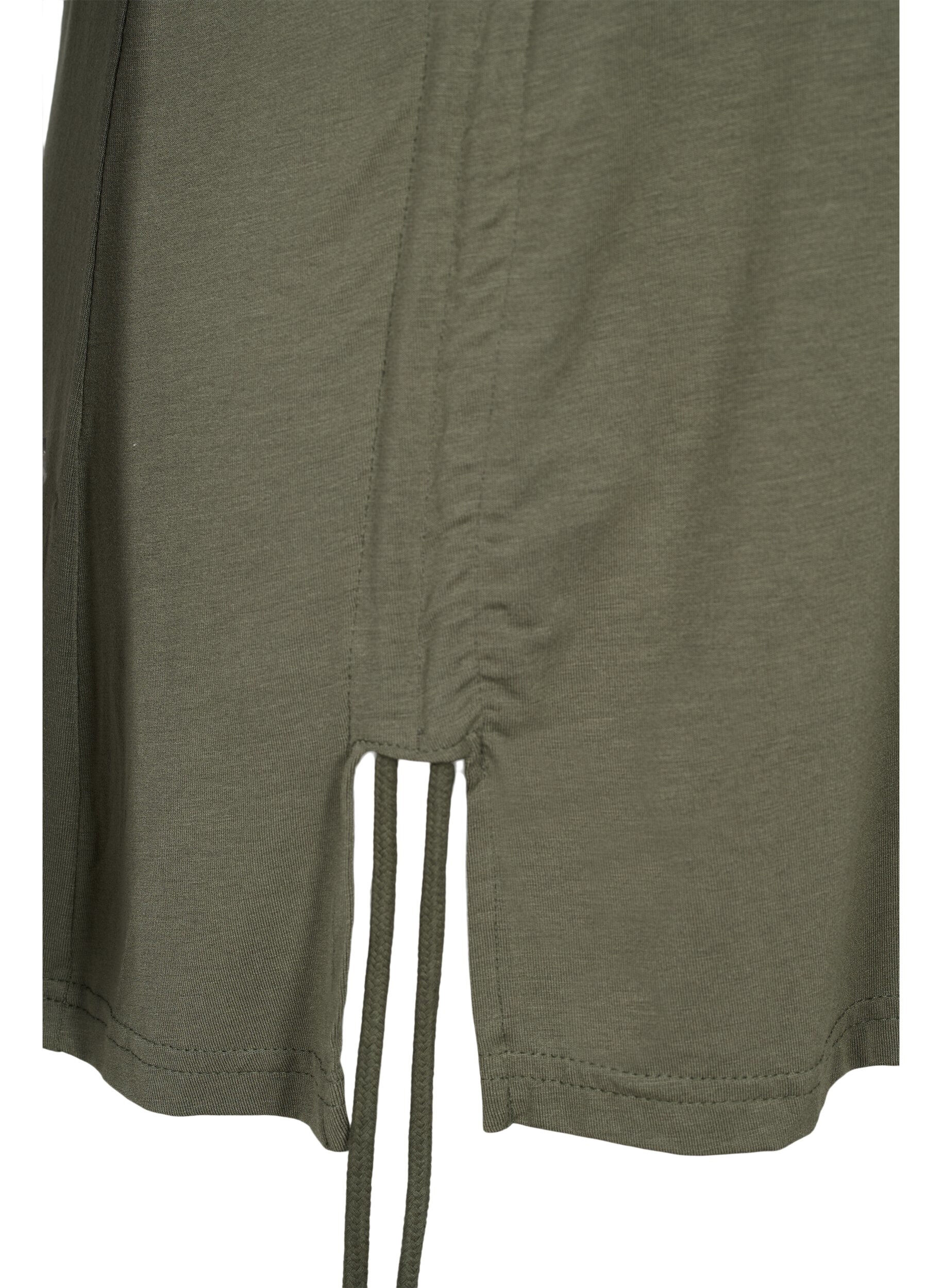 Zizzifashion Short-sleeved viscose tunic with snow details, Dusty Olive, Packshot image number 3
