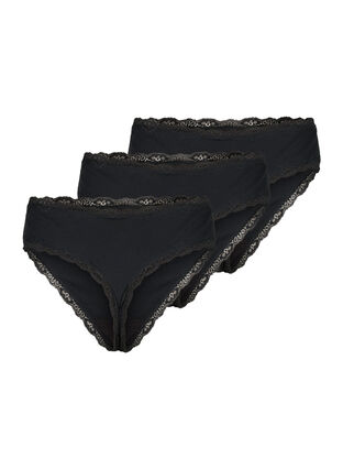 3-pack cotton thong, Black, Packshot image number 1
