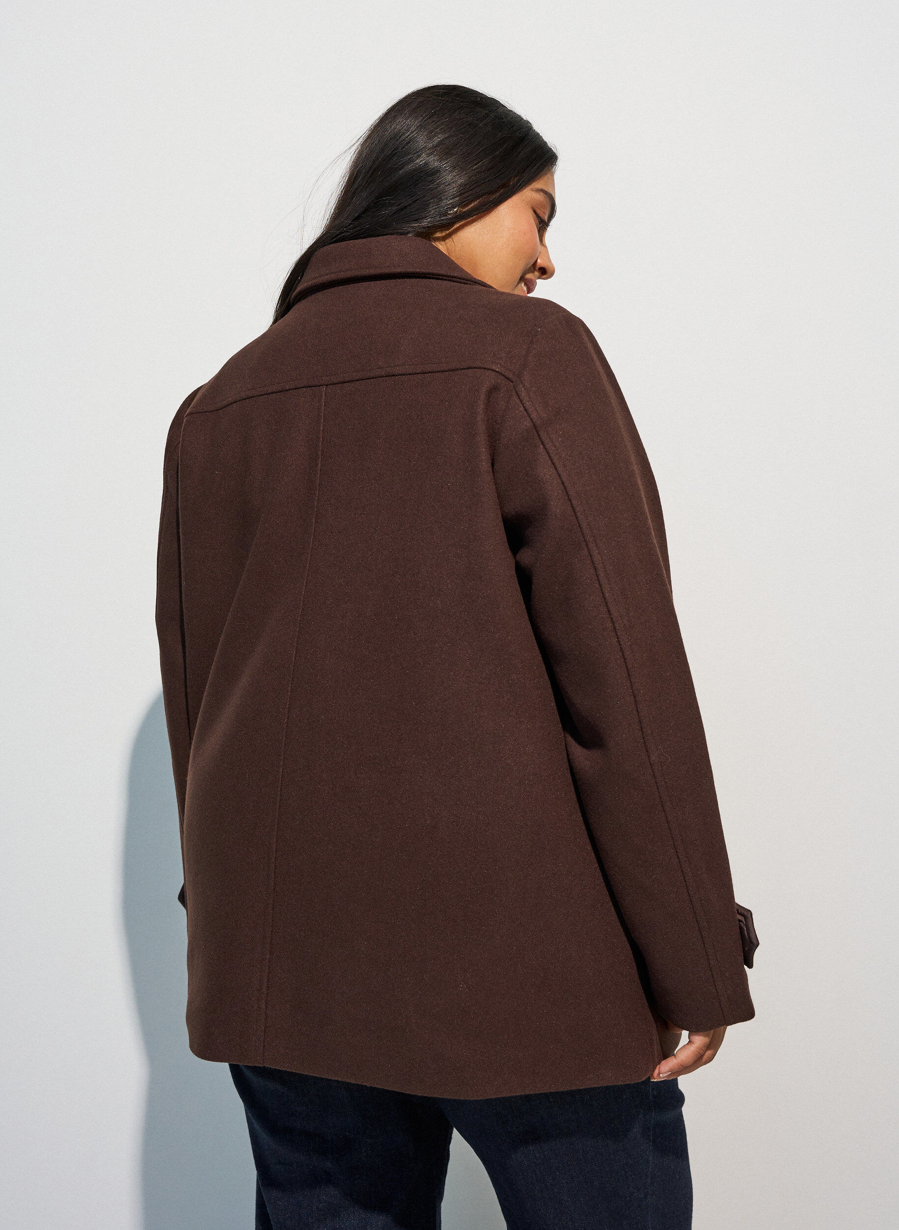 ZizzifashionShort coat with double-breasted button closure, Brown, Model image number 2