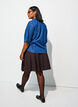 Denim blouse with a chest pocket and elbow-length sleeves, Blue, Model image number 2