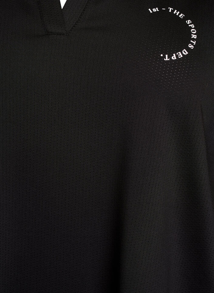Sporty polo shirt with stripe details, Black, Packshot image number 2