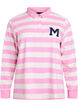 Striped polo shirt with terry detailing, Bubblegum w. White, Packshot image number 0
