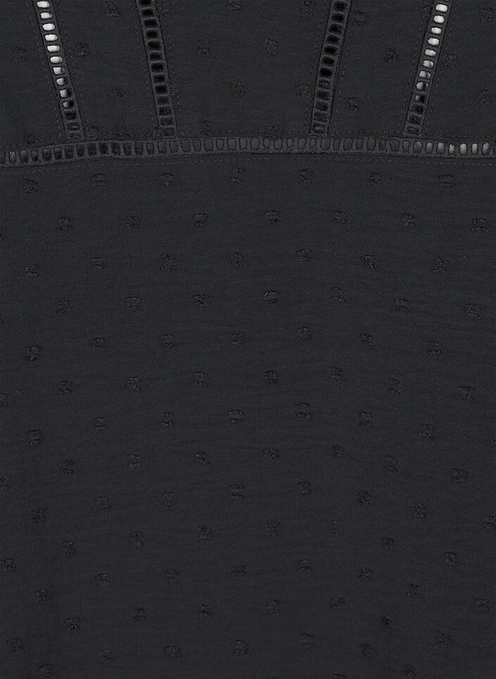 Blouse with short puff sleeves and dotted texture, Black, Packshot image number 2