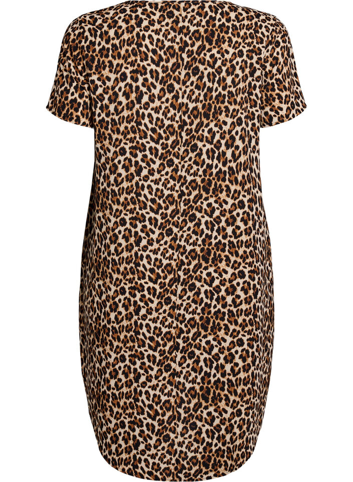 Dress with print and short sleeves, Brown, Packshot image number 1