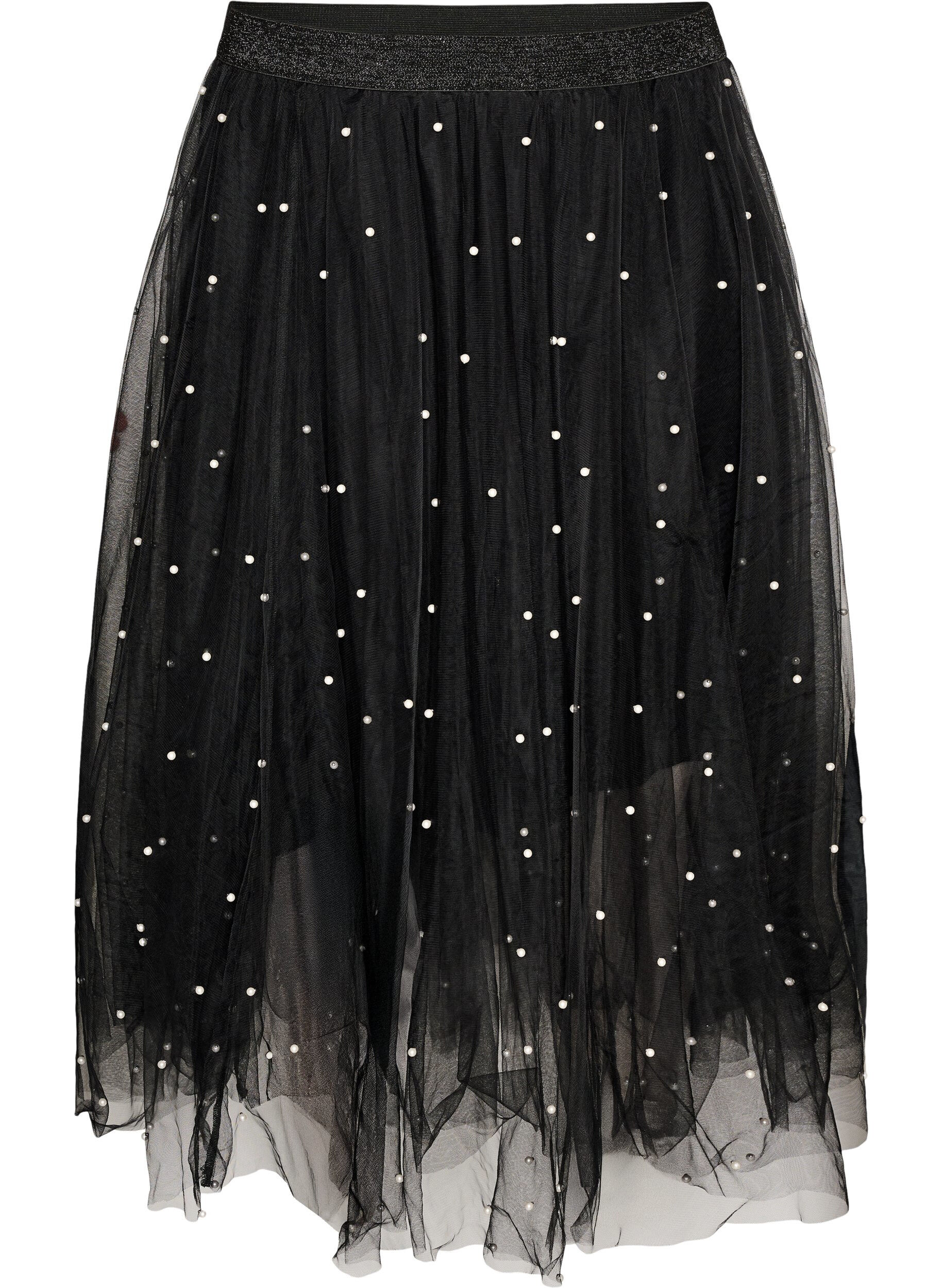 Tulle midi skirt with pearls