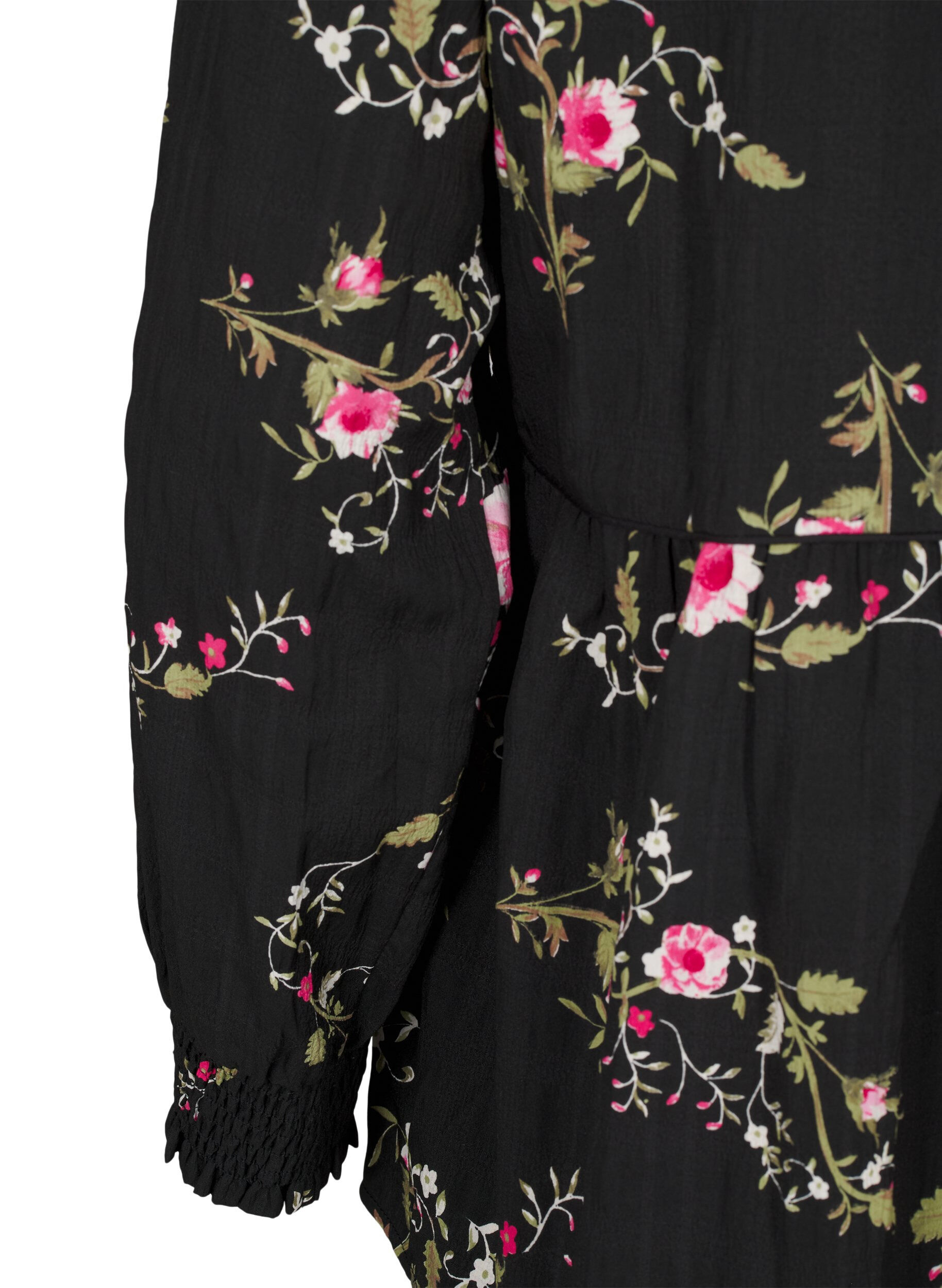 Zizzifashion Long-sleeved blouse with floral print, Black, Packshot image number 3
