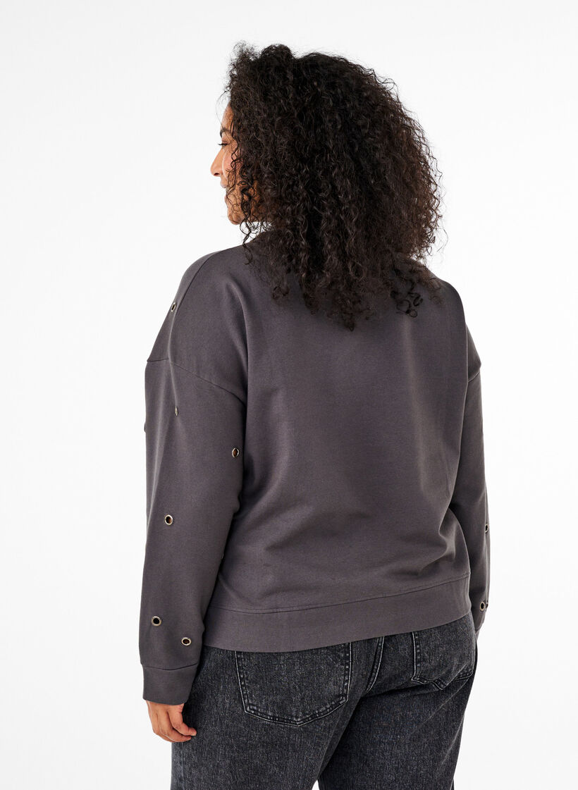 Sweatshirt with eyelets, Dark Grey, Model image number 2