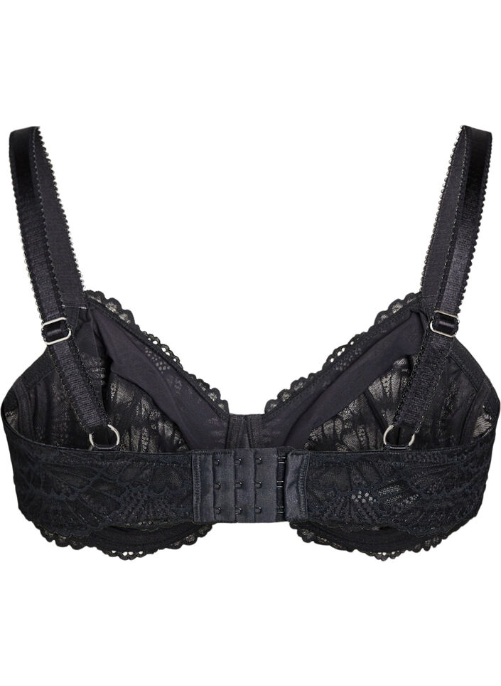 Full coverage lace bra with underwire, Black, Packshot image number 1