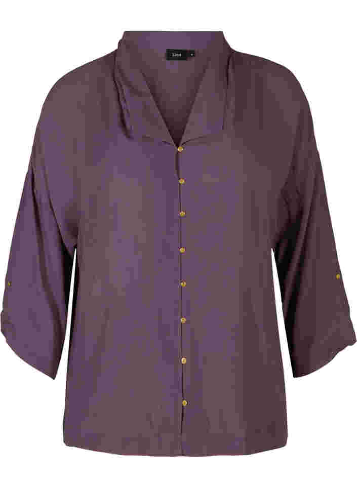 Viscose shirt with 3/4 sleeves, Vintage Violet, Packshot image number 0