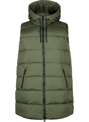 Long vest with hood and pockets, Forest Night, Packshot image number 0