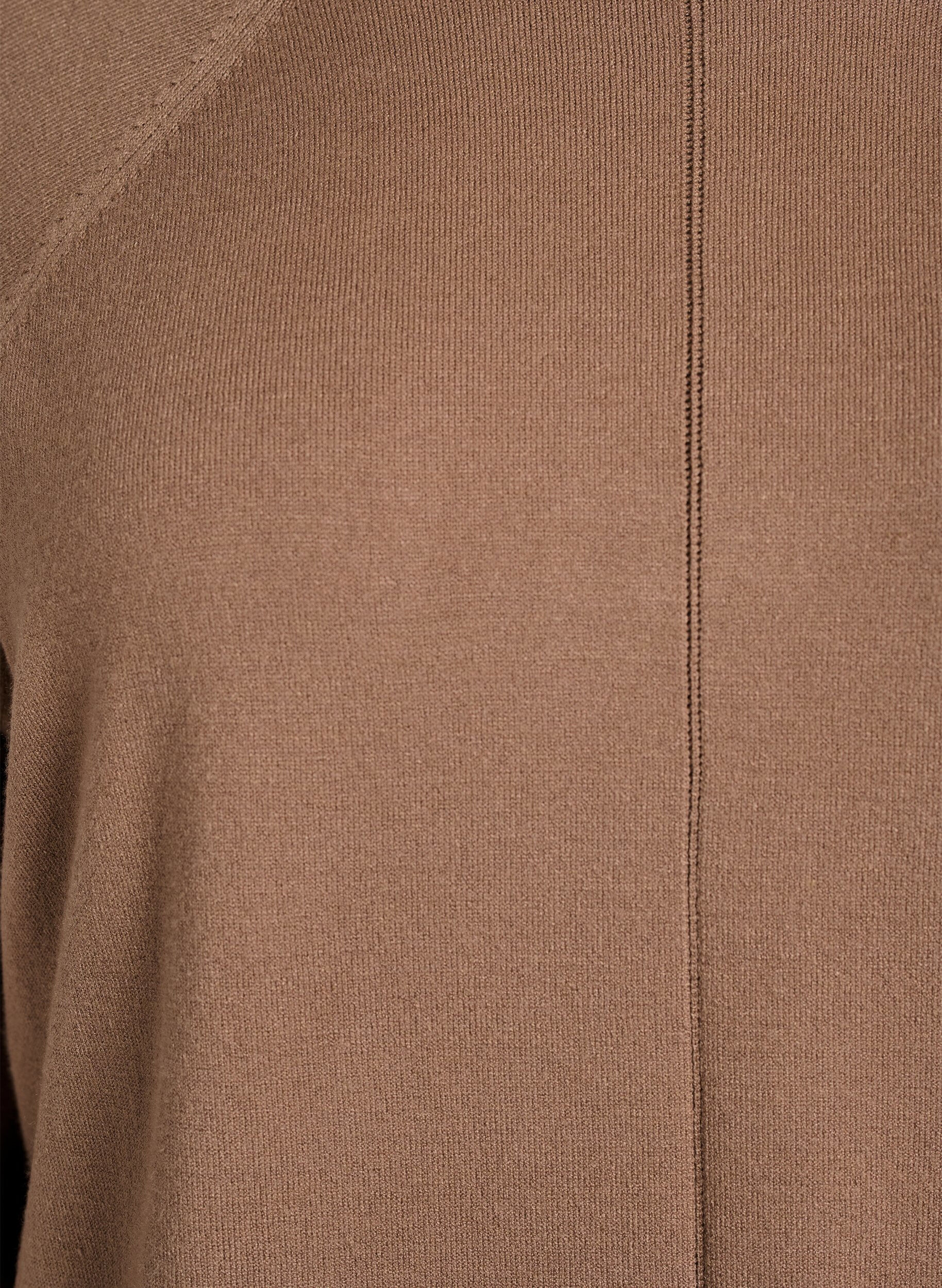 ZizzifashionKnit blouse with round neck and knitted pattern, Brown, Packshot image number 2