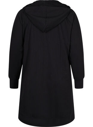 Sweater dress with hood and print details, Black Solid, Packshot image number 1
