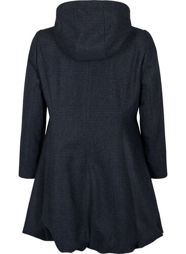 Checkered coat with wool, Dark Grey Melange, Packshot image number 1
