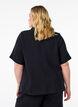 Short-sleeved shirt in cotton muslin, Black, Model image number 2